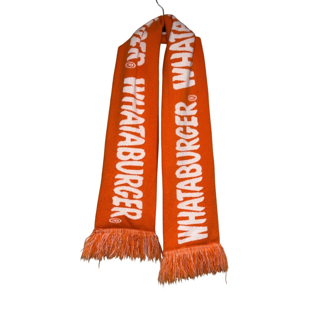Whataburger Knit Fringe Scarf Unisex OS Orange White